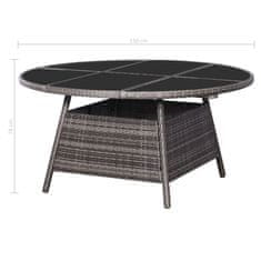 Vidaxl Vrtna miza iz poli ratana 150x74 cm siva