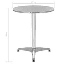 Vidaxl Vrtna miza srebrna 60x70 cm aluminij
