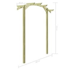 Vidaxl Vrtna pergola impregnirana borovina 180x210x40 cm