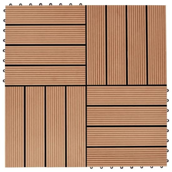 Vidaxl Talne plošče 22 kosov 30x30 cm 2 m2 WPC barva tikovine