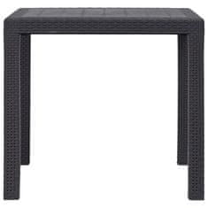 Vidaxl Vrtna miza iz plastike 79x79x72 cm rjava videz ratana