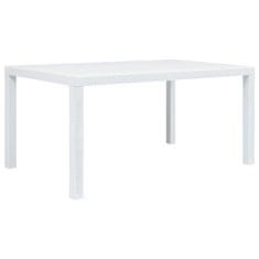 Vidaxl Vrtna miza iz plastike 150x90x72 cm bela videz ratana