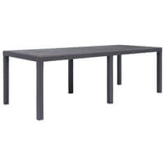 Vidaxl Vrtna miza iz plastike 220x90x72 cm izgled ratana rjava