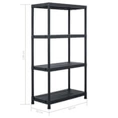 Vidaxl Stojalo s policami plastika 100 kg 60x30x138 cm črno