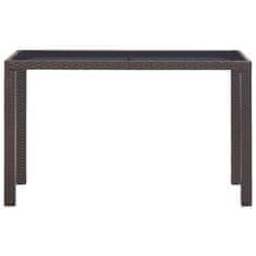 Vidaxl Vrtna miza rjava 123x60x74 cm poli ratan