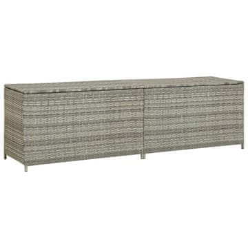 Vidaxl Vrtna škatla za shranjevanje poli ratan 200x50x60 cm siva