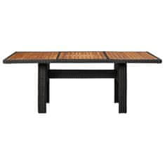 Vidaxl Vrtna jedilna miza črna 200x100x74 cm poli ratan