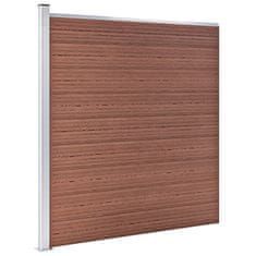 Greatstore WPC ograjni paneli 5 kvadratnih + 1 poševni 965x186 cm rjavi