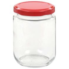 Vidaxl Stekleni kozarci z rdečimi pokrovi 48 kosov 230 ml