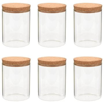 Vidaxl Stekleni kozarci s pokrovi iz plute 6 kosov 650 ml