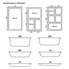 Greatstore Gastronomske posode 4 kosi GN 1/1 65 mm nerjaveče jeklo