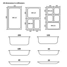 Greatstore Gastronomske posode 4 kosi GN 1/1 20 mm nerjaveče jeklo