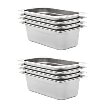 Vidaxl Gastronomske posode 8 kosov GN 1/3 100 mm nerjaveče jeklo