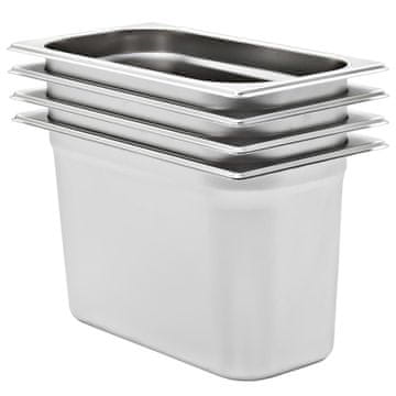 Vidaxl Gastronomske posode 4 kosi GN 1/3 200 mm nerjaveče jeklo