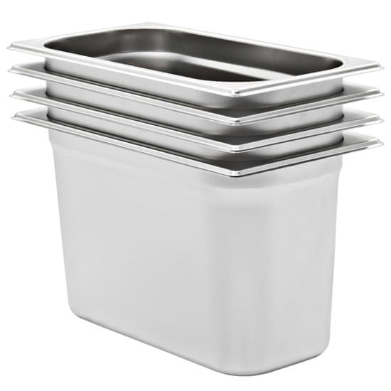 Vidaxl Gastronomske posode 4 kosi GN 1/3 200 mm nerjaveče jeklo