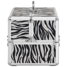 Vidaxl Kovček za ličila 22x30x21 cm zebrast aluminij