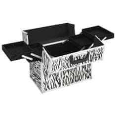 Vidaxl Kovček za ličila 37x24x35 cm zebrast aluminij