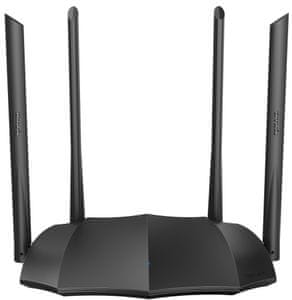 močna dvopasoven modem tenda ac8 wifi 802.11 a b ac g n dsss ofdm 2,4 ghz 5 ght 4 antene vsestranska zunanja pokritost 90 m<sub>2</sub> 3 gigabajtni LAN priključki pretok 6 gb na sekundo iptv ipv6 qos mobilna aplikacija pametne led diode časovnik gostujoča mreža