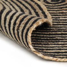 Vidaxl Preproga iz jute črn spiralni dizajn ročno izdelana 150 cm