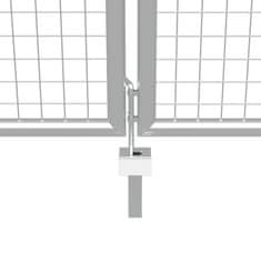 Vidaxl Vrtna vrata pocinkano jeklo 415x225 cm srebrna