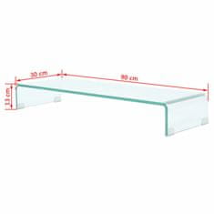 Vidaxl Stojalo za TV/Računalniški Zaslon Prosojno Steklo 90x30x13 cm
