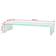 Vidaxl Stojalo za TV/Računalniški Zaslon Belo Steklo 60x25x11 cm