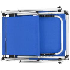 Vidaxl Zložljiv ležalnik s streho aluminij in tekstil moder