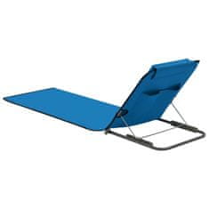 Vidaxl Zložljive podloge za na plažo 2 kosa jeklo in blago modre