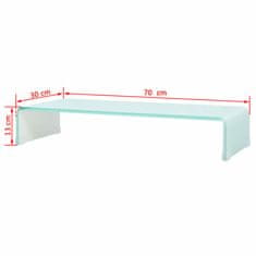Vidaxl Stojalo za TV/Računalniški Zaslon Belo Steklo 70x30x13 cm