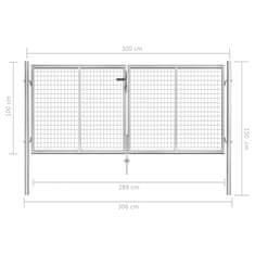 shumee Vrtna vrata pocinkano jeklo 306x150 cm srebrna