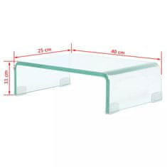 Vidaxl Stojalo za TV/Računalniški Zaslon Prosojno Steklo 40x25x11 cm