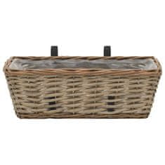 Vidaxl Balkonsko cvetlično korito 2 kosa pleteno s PE obrobo 40 cm