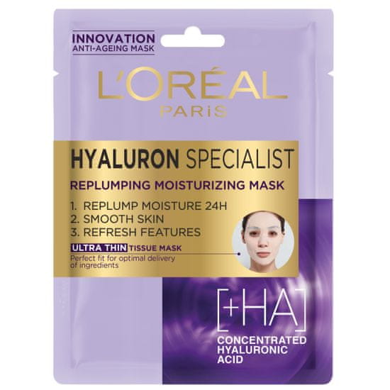 Loreal Paris Hyaluron Specialist maska za obraz, tekstilna, 30 ml