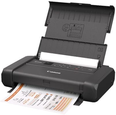 kompaktni tiskalnik canon pixma tr150 4167C006 hiter nadzor tiskalnika računalnik mobilni tablični računalnik 5 predlog brez roba fotografije do A4 ostrih besedilnih dokumentov tiskanje s pritiskom gumba enobarvni in barvni wifi 2,4 in 5 ghz za poslovne potnike oled zaslon brezžična neposredna povezava brez usmerjevalnika