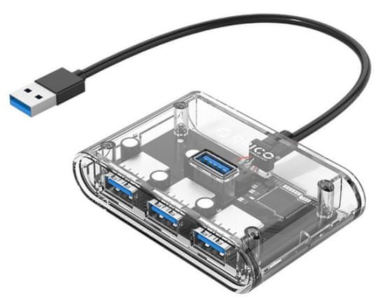 Orico LV1U3-4A USB 3.0 vozlišče (hub), 4 vhodi, prozorno