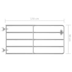 Vidaxl Vrata za pašno ograjo s 5 prečkami (95-170)x90 cm srebrna