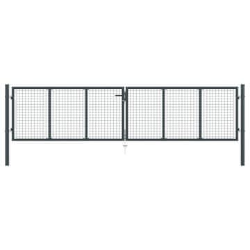 Vidaxl Vrtna mrežasta vrata iz pocinkanega jekla 400 x 125 cm siva