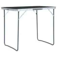 shumee Zložljiva miza za kampiranje s kovinskim okvirjem 80x60 cm siva