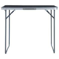 Greatstore Zložljiva miza za kampiranje s kovinskim okvirjem 80x60 cm siva