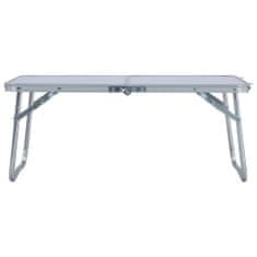 Greatstore Zložljiva miza za kampiranje bela iz aluminija 60x40 cm