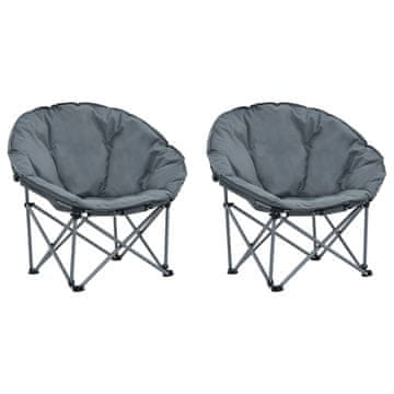 Vidaxl Zložljivi okrogli stoli 2 kosa sivi