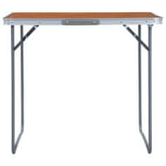 Greatstore Zložljiva miza za kampiranje s kovinskim okvirjem 80x60 cm