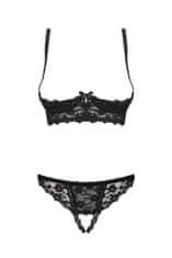 Obsessive Ženski erotični komplet Letica cupless set, črna, L/XL