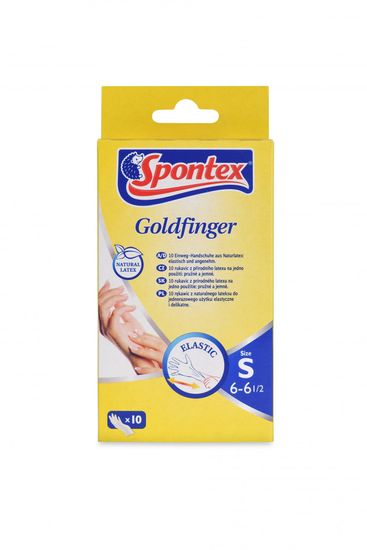 Spontex lateks rokavice za enkratno uporabo Goldfinger, S, 10 kosov