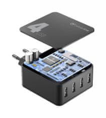 CellularLine Multipower 4, hišni polnilec, 4x USB, 42 W, črn