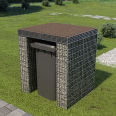 Vidaxl Gabionska stena za koš za smeti pocinkano jeklo 110x100x130 cm