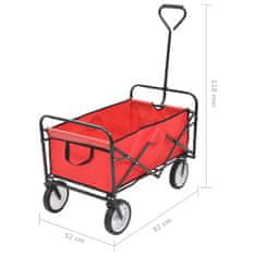 Vidaxl Zložljiv ročni voziček jeklen rdeč
