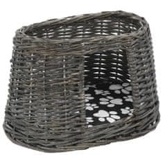 Vidaxl Mačja košara 3-delna z blazinami siva 47x34x60 cm naravna vrba