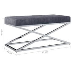 Vidaxl Klop 97 cm sivo žametno blago in nerjaveče jeklo