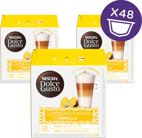 NESCAFÉ Dolce Gusto Latte Macchiato kava, aroma vanilije,153g (16 kapsul), trojno pakiranje